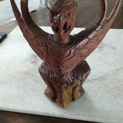 Indonesian Hand Carved  Bird  Solid TeakWood Statue.