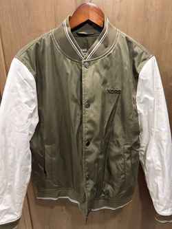 Michael Kors Men’s Varsity Bomber Jacket Olive White Size Medium