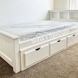 Twin Bed W Drawers And Foam Mattress 