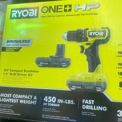 Ryobi One+ HP Brushless 1/2” Drill/driver Kit BRAND NEW