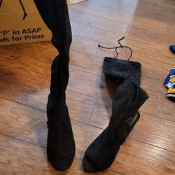 Thigh High Boots Open Toe 8.5
