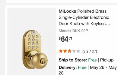 Brand new Milocks door knob new retails for 64.99+tax price is firm