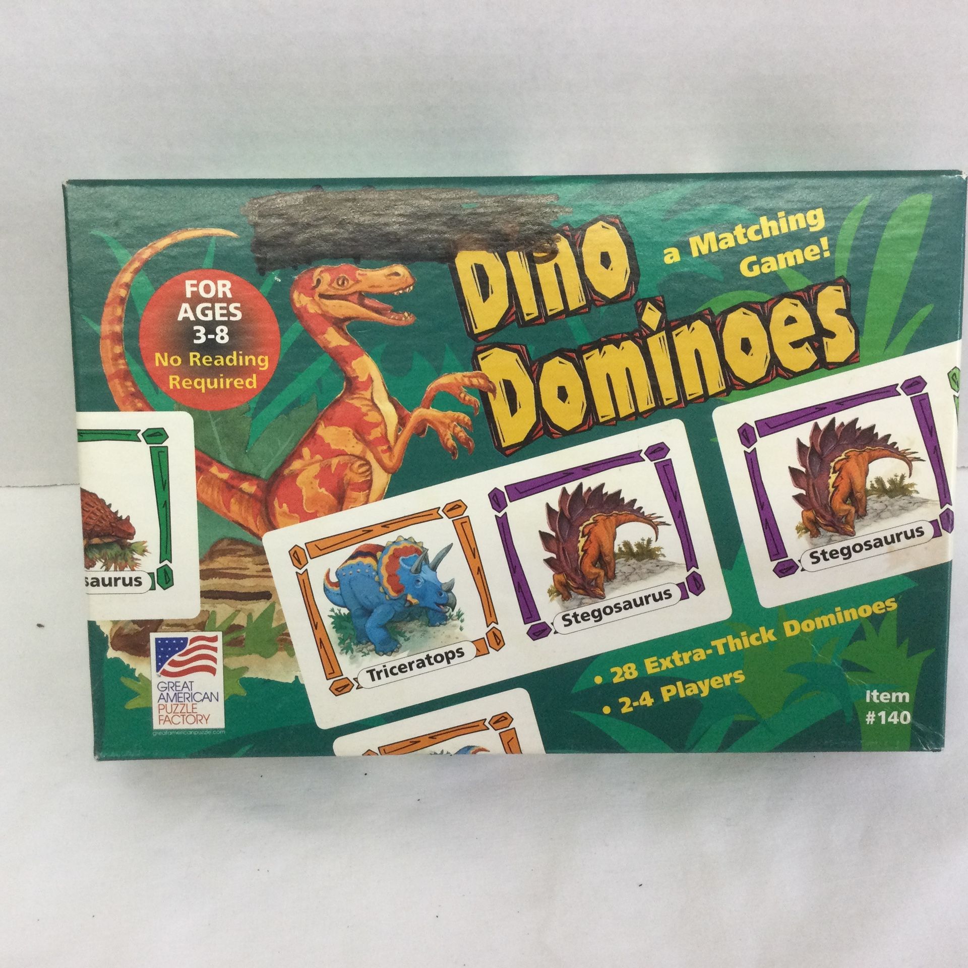 Dino Dominoes - 28 Extra Thick Dominoes Matching Great American Puzzle Factory