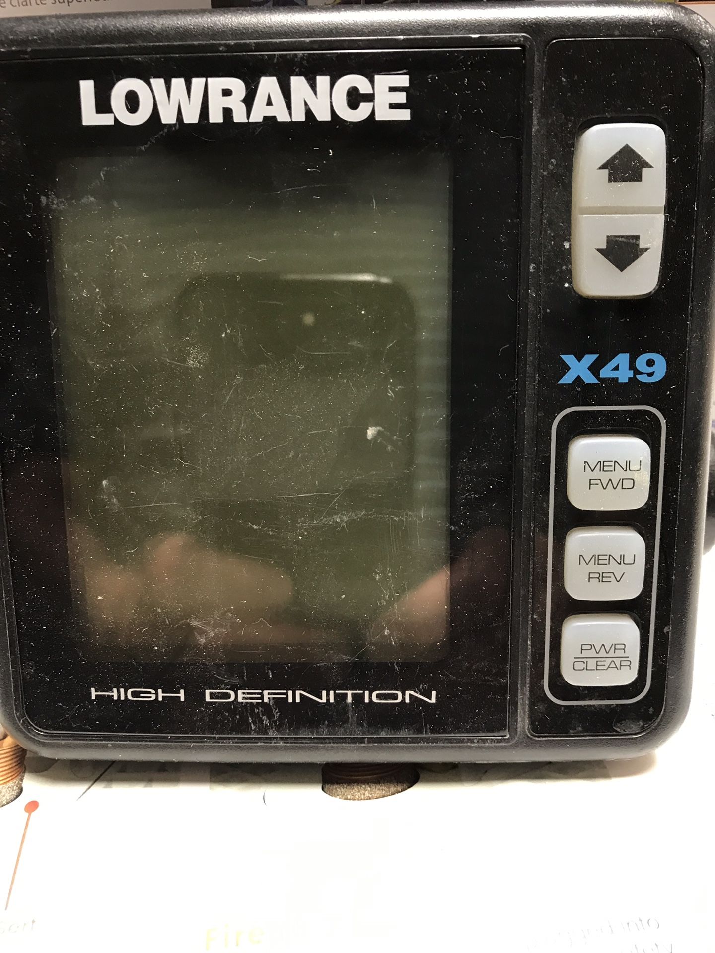 Lowrance X49 depth finder, transducer, and swivel mount for Sale in