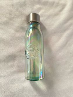 Starbucks iridescent recycled glass 20 oz bottle with embossed logo & screw top