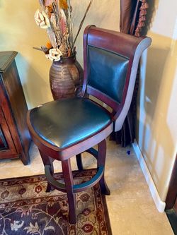 Two High Top Wood Swivel Bar Stools