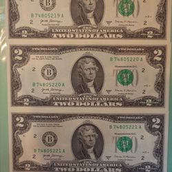 3. 2 DOLLAR BILLS SEQUENTIAL 