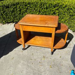 Wooden Bar Cart/coffee Table On Wheels