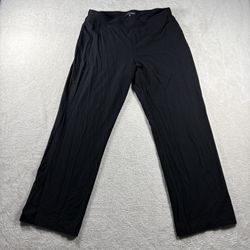 Eileen Fisher Pants Women’s L Black Jersey Wide Leg Elastic Waist On Viscose# 3C