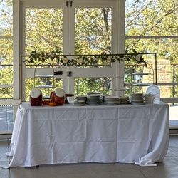 FIVE Rectangle White Tablecloths (90x132)