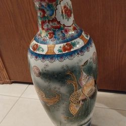 24" Satsuma Style Porcelain Chinese Floor Vase, Great Gift!