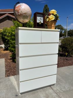 White 6 Drawer Modern Dresser Chest of Drawers Furniture