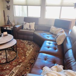 Scandinavian Design 2 recliner leather sectional couch