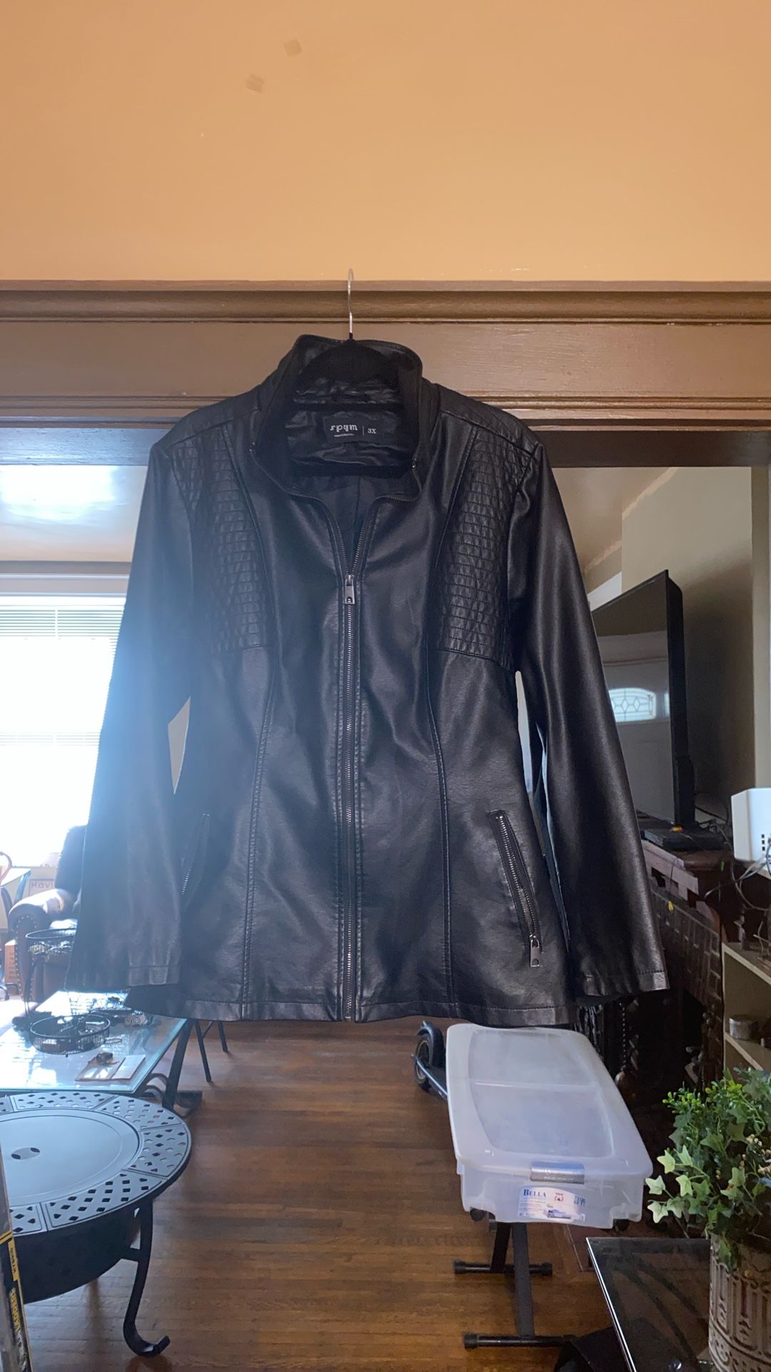 black leather jacket spym" Size 3x