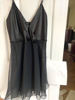 Honors Intimates Lingerie Nighty Baby doll Chemise Slip Gown M Black Sheer Satin