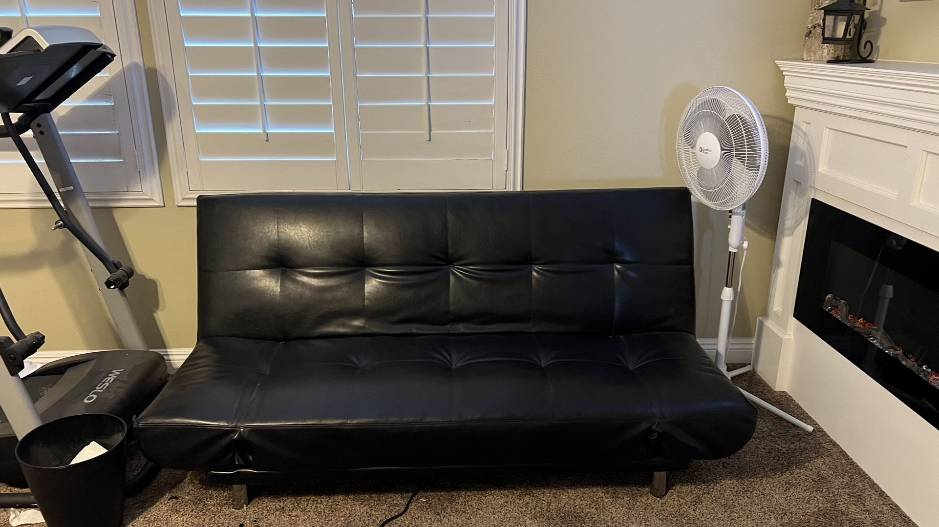 Black Leather Futon 