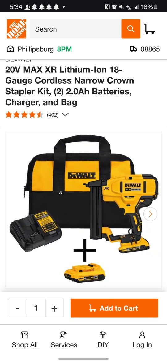 Dewalt 20v Max Cordless 18 Gauge Stapler