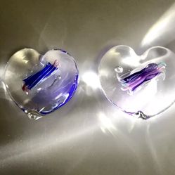 Vintage Schmidt & Rhea, Signed S/R 97;98 Heart Shape Two Paperweight, Mint !