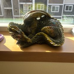 Windstone Statue Green Sleeping Dragon 
