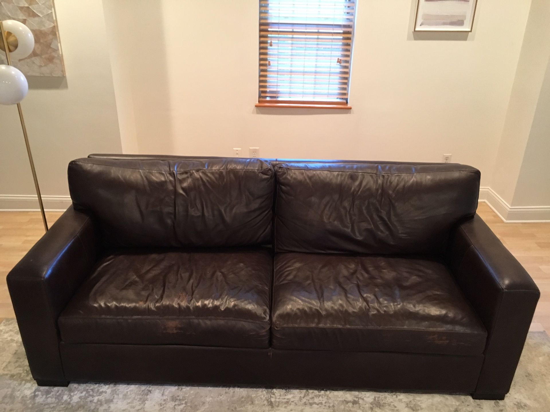 Crate and Barrel leather couch (sleeper sofa)
