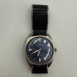 Vintage Dugena-Matic Automatic Watch Blue Dial Date Stainless Steel Germany