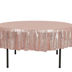 One Round Table Cover Rose gold Sequins 