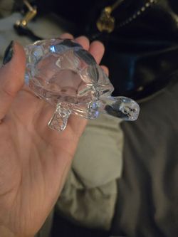 Clear Crystal Glass Turtle Figurine
