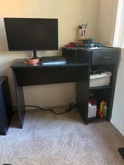 Black Corner Computer Desk with Shelves