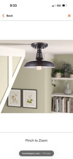 Claxy Barn Light 11.02-in Oil Rubbed Bronze Indoor 1 -Light Semi-flush Mount Light Metal