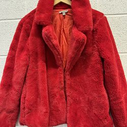 Women’s Red Faux Furry Winter Coat
