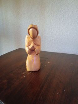 Hand-Carved Wooden Angel Figurine