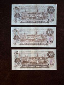 7x Canadian $100 Bills Bank of Canada