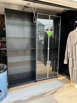 Display cabinet glass doors shelves