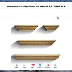 Floating ShelvesWall Mounted Solid Wood  4 To A Set