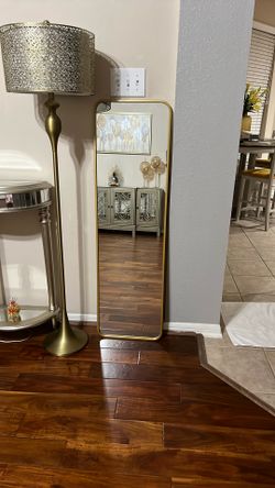 Gold Mirror 51x15x0.5 In Metal Gold Color. Door Hanging Or Standing
