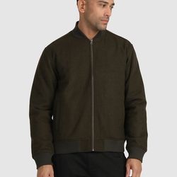 RVCA Troy Bomber Wool Bomber Jacket Men's Brown NEW NWT Large