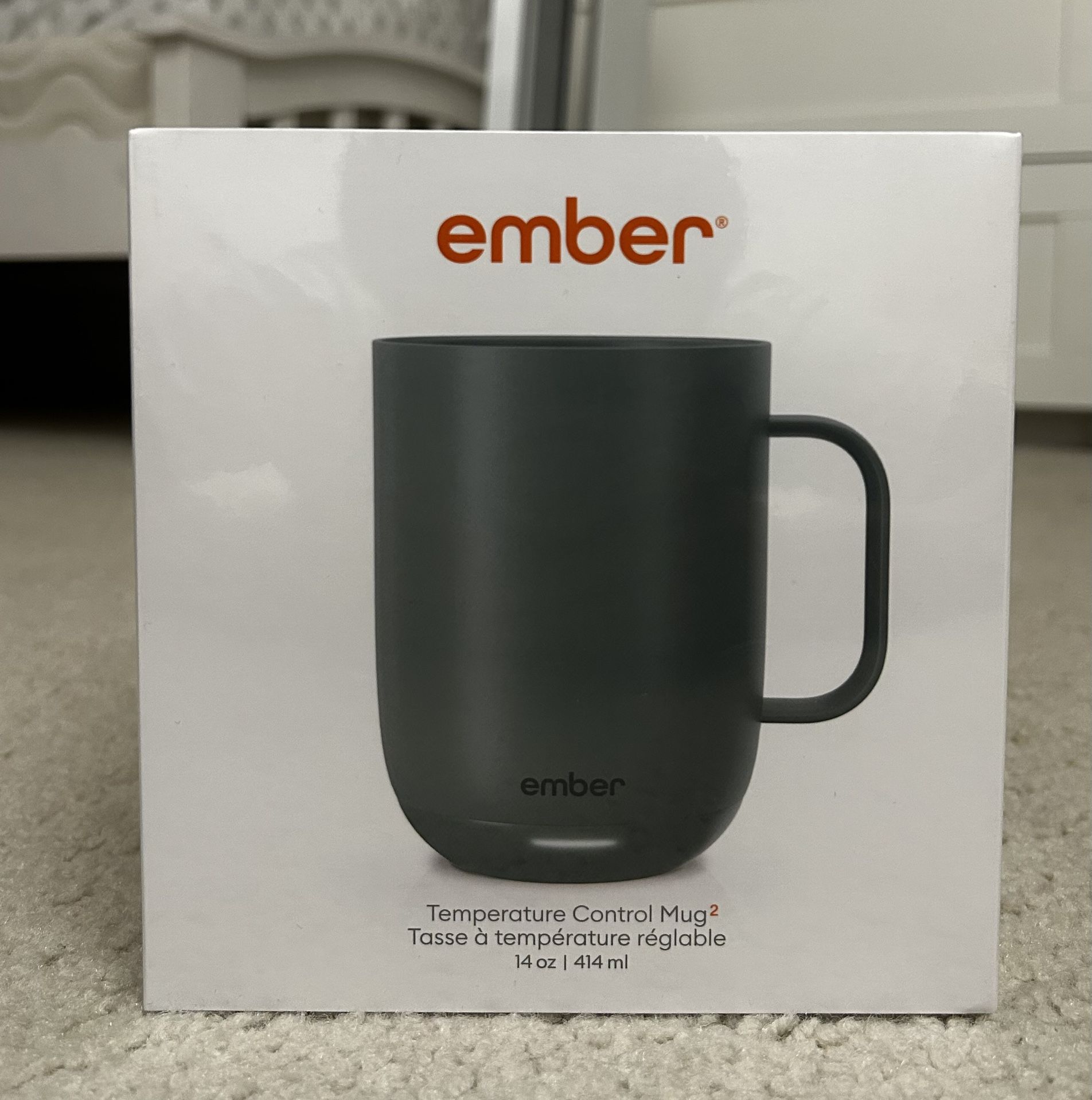 Ember Temperature Control 14oz Smart Mug 2, App-Controlled and Rechargeable Heated Coffee Cup Warmer with Intelligent LED Display, Sage Green.
