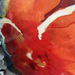 Large Acrylic Art Orange Blue