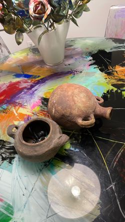 Antique Clay Pottery Vessels Set of 2