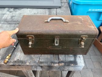 Vintage Metal Toolbox with Latches