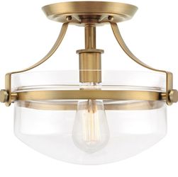 Modern Mid-Century Gold Clear Glass Ceiling Lights Brass Semi Flush Mount