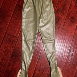 Olive Faux Leather Pants S