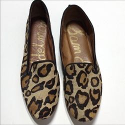 Sam Edelman Alvin Leopard-print Calf Hair Slippers/loafers/flats 7.5