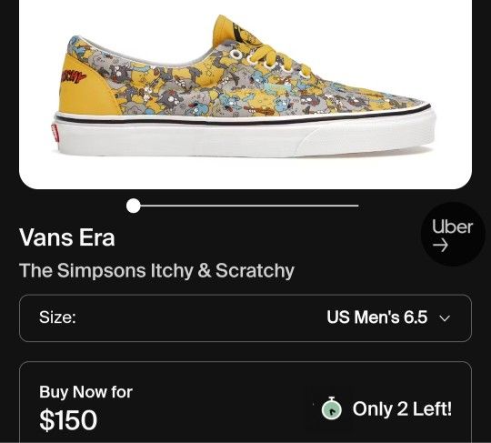 VANS ERA The Simpsons itchy and scratchy
Use in good shape
Men's 5.5
KIds 5.5y
WOMEN'S SIZE 7