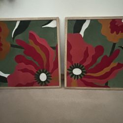 World Market Embroidered Wall Art X2