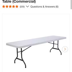 8 ft. White Gray Sand Granite Plastic Top Folding Banquet Table (Commercial) For Sale