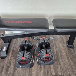Weider Adjustable Dumbell Set & Weight Bench