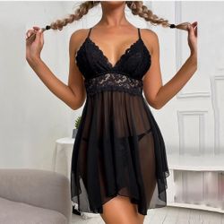 Lingerie Suit Lace Visit > Stitching Lingerie V Neck Low Cut Op