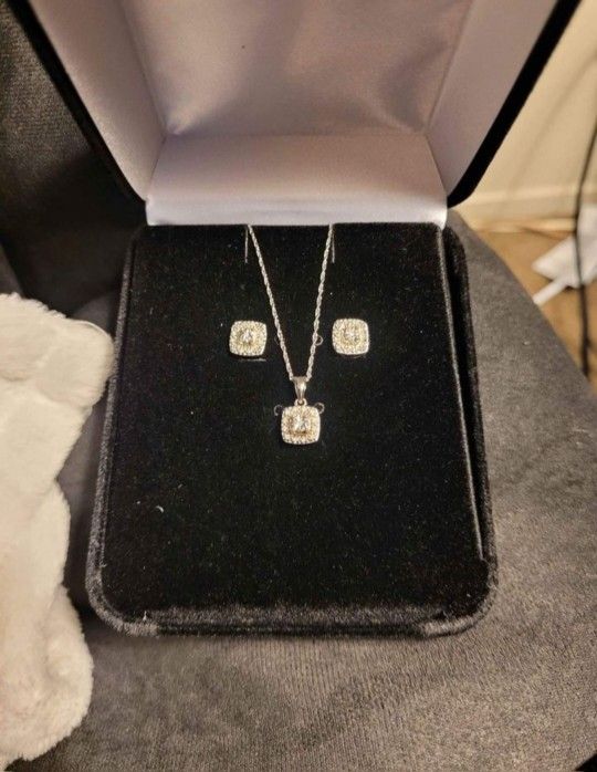 Diamond Necklace And Earrings Matching Set