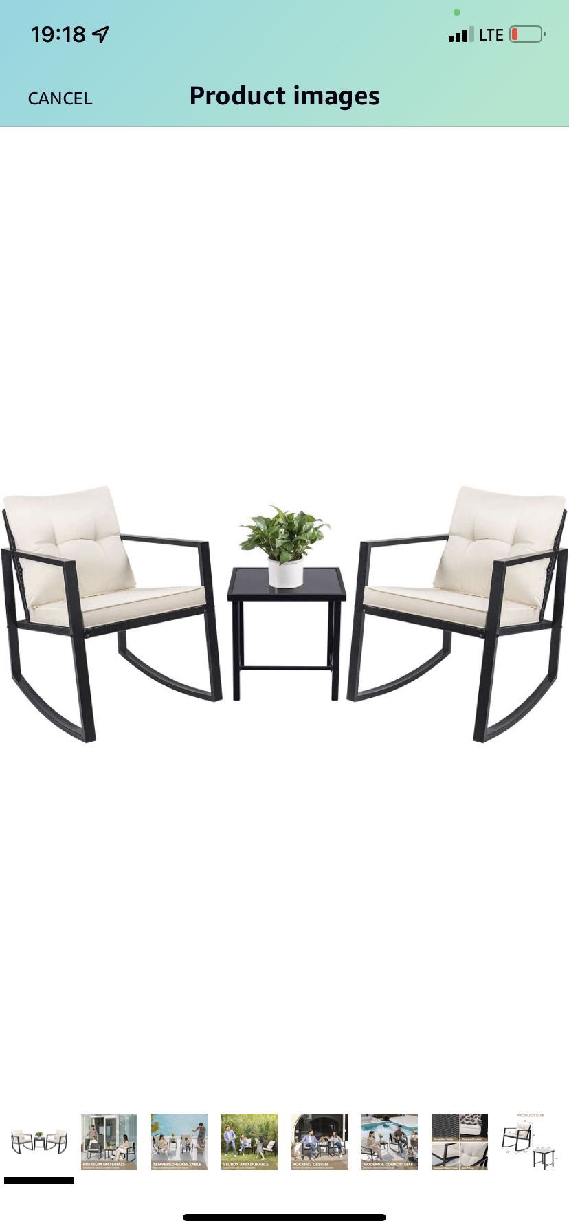 Devoko 3 Piece Rocking Bistro Set Wicker Patio Outdoor Furniture Porch Chairs Conversation Sets with Glass Coffee Table (Beige)